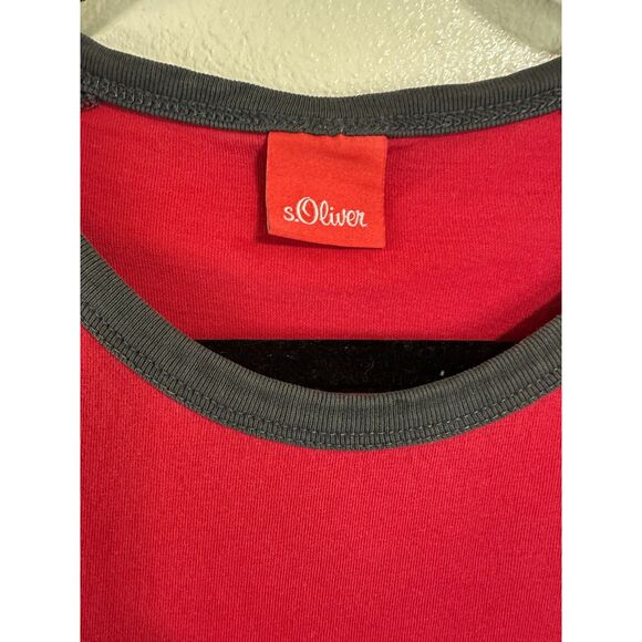 s.Oliver Men's Raglan Sleeve Red and Gray Tee Size L Classic Casual Dad Tee - Picture 3 of 5